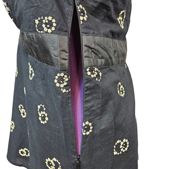 Odille by Anthro Black & White Silk Keyhole Peplum Halter Top Size 12 Women B10 - Picture 4 of 11